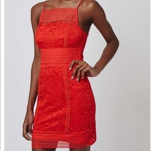 NWOT Topshop red lace bodycon dress size 2